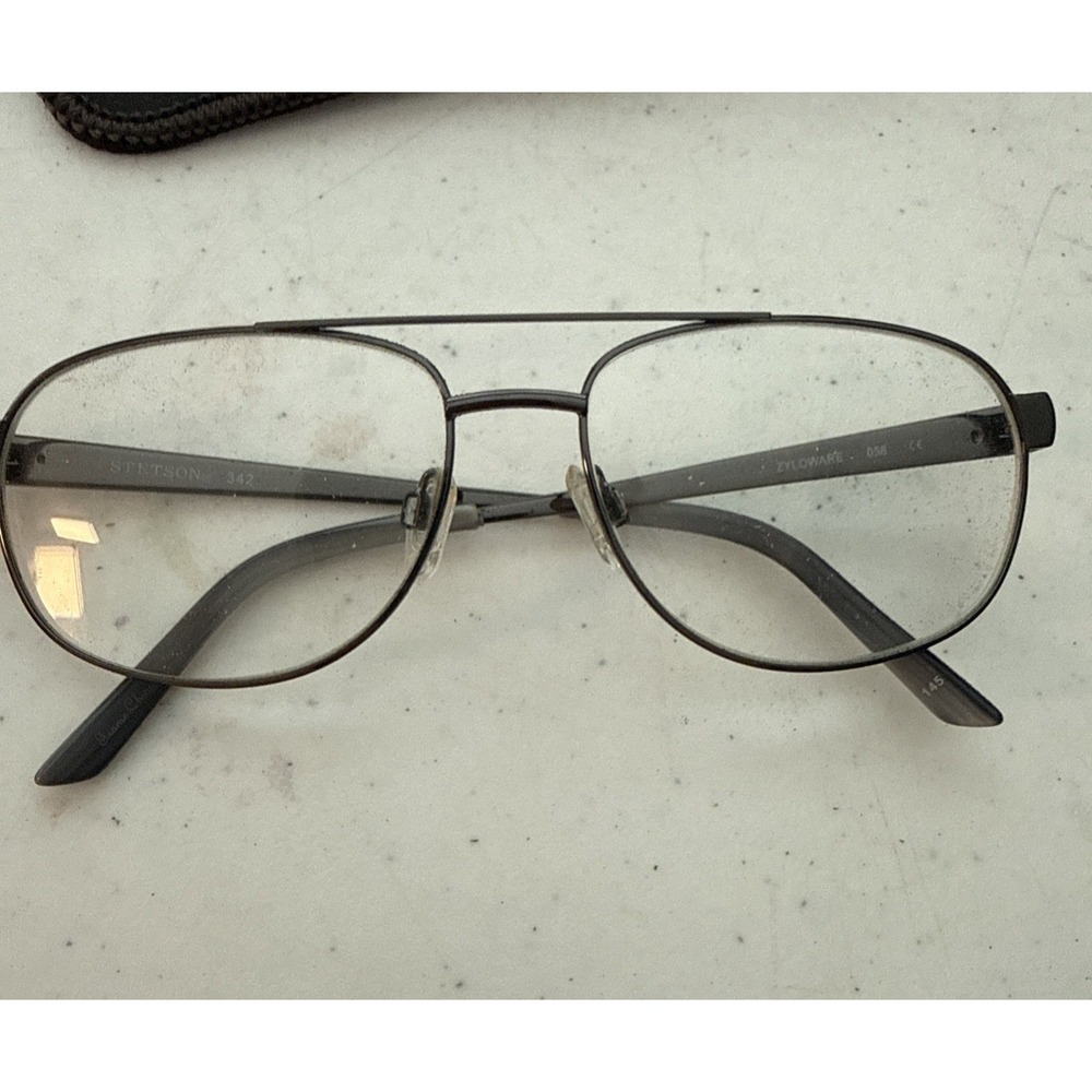 Zyloware Stetson 342 Eyeglass Frames Mens Black Aviator Double Bridge 57-16-145